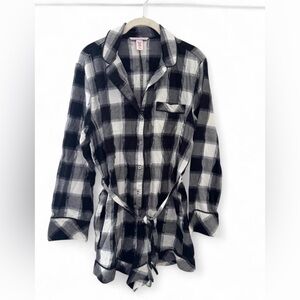 Black and White Plaid Button-Up Pajama Romper